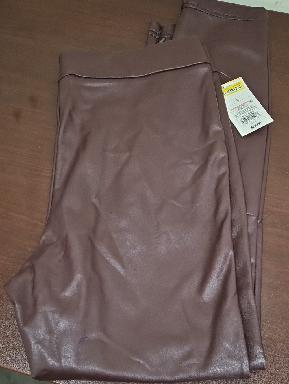 a new day Brown Faux Leather Skinny Pants Size L